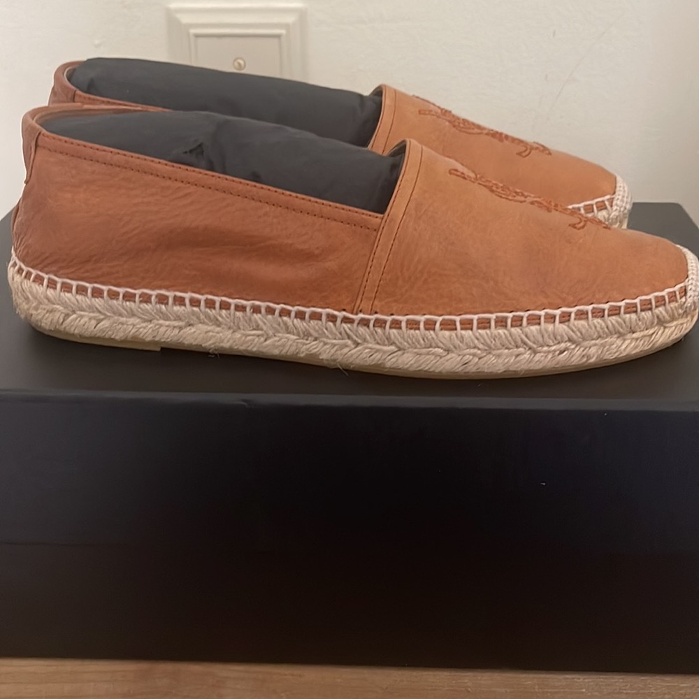 Brand New Saint Laurent Brown Leather Espadrille - Picture 2 of 7